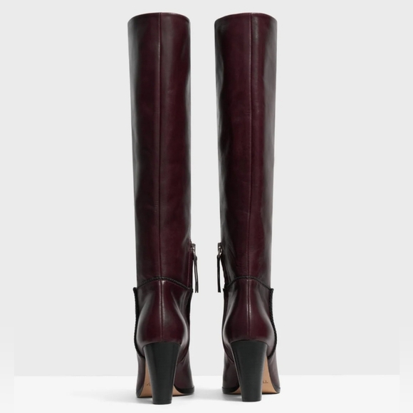 Theory Knee Boot in Wine Red Leather Size 37/7 NWT - Picture 4 of 15